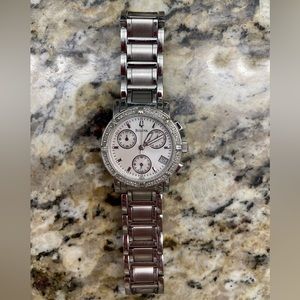 Ladies Bulova Watch Silver With White Face